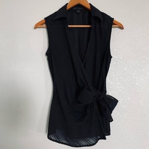 Express Design Studio - Black Striped Sleeveless Wrap Tie Blouse - Size S